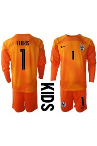 Frankrijk Hugo Lloris #1 Doelman Babytruitje Thuis tenue Kind WK 2022 Lange Mouw (+ Korte broeken)